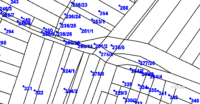 Parcela st. 275/4 v KÚ Mikulčice, Katastrální mapa