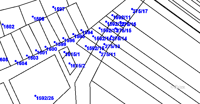 Parcela st. 275/11 v KÚ Mikulčice, Katastrální mapa