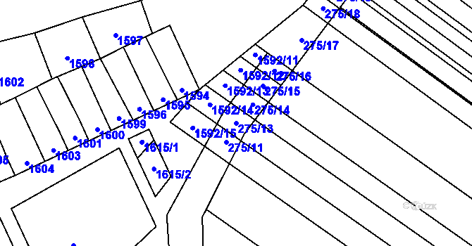 Parcela st. 275/13 v KÚ Mikulčice, Katastrální mapa