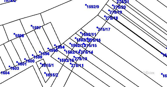 Parcela st. 275/15 v KÚ Mikulčice, Katastrální mapa