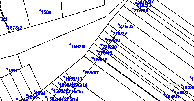 Parcela st. 275/19 v KÚ Mikulčice, Katastrální mapa