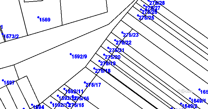 Parcela st. 275/20 v KÚ Mikulčice, Katastrální mapa