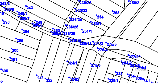 Parcela st. 286/11 v KÚ Mikulčice, Katastrální mapa
