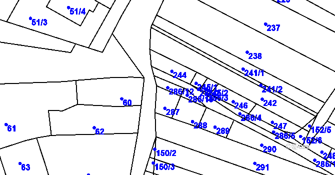 Parcela st. 286/12 v KÚ Mikulčice, Katastrální mapa