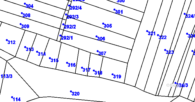 Parcela st. 307 v KÚ Mikulčice, Katastrální mapa