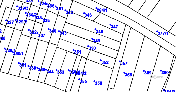 Parcela st. 350 v KÚ Mikulčice, Katastrální mapa