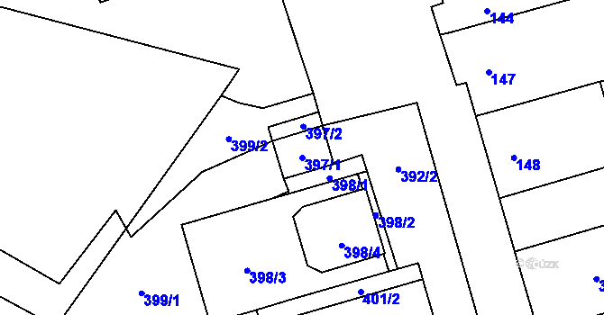 Parcela st. 397/1 v KÚ Mikulčice, Katastrální mapa