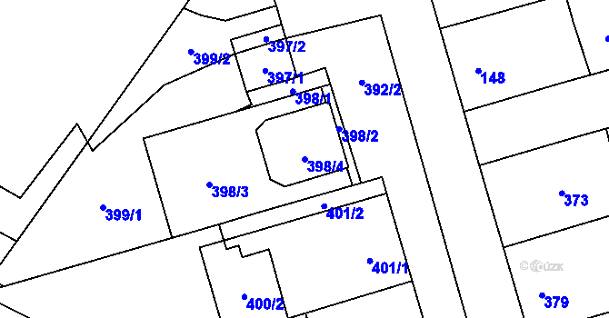 Parcela st. 398/4 v KÚ Mikulčice, Katastrální mapa