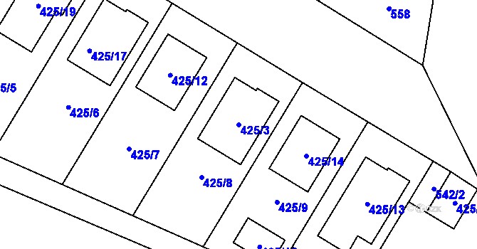 Parcela st. 425/3 v KÚ Mikulčice, Katastrální mapa