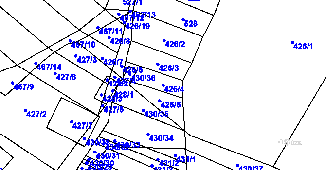 Parcela st. 426/4 v KÚ Mikulčice, Katastrální mapa