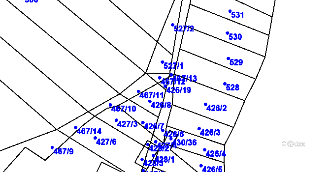 Parcela st. 426/19 v KÚ Mikulčice, Katastrální mapa