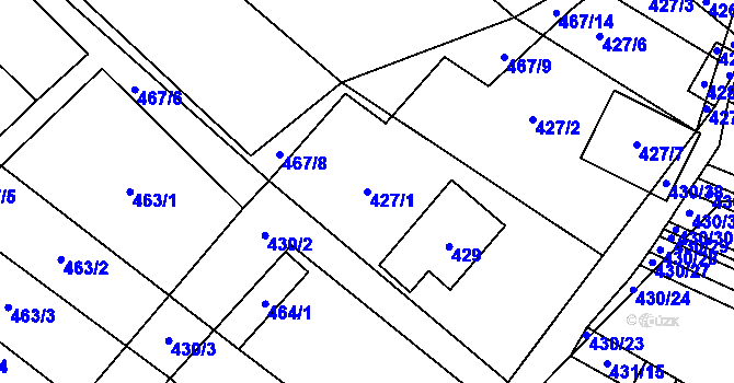 Parcela st. 427/1 v KÚ Mikulčice, Katastrální mapa