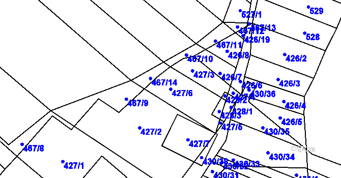 Parcela st. 427/6 v KÚ Mikulčice, Katastrální mapa