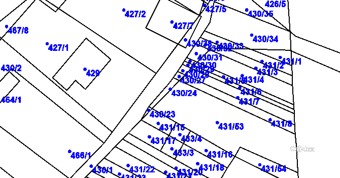 Parcela st. 430/24 v KÚ Mikulčice, Katastrální mapa