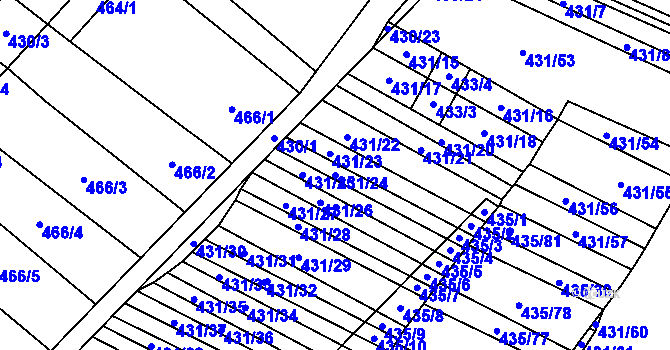 Parcela st. 431/24 v KÚ Mikulčice, Katastrální mapa