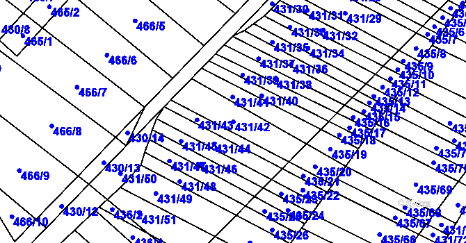 Parcela st. 431/42 v KÚ Mikulčice, Katastrální mapa