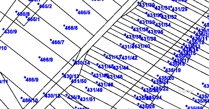 Parcela st. 431/43 v KÚ Mikulčice, Katastrální mapa