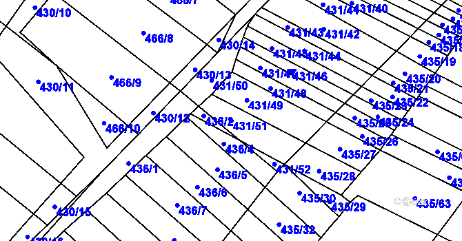 Parcela st. 431/51 v KÚ Mikulčice, Katastrální mapa