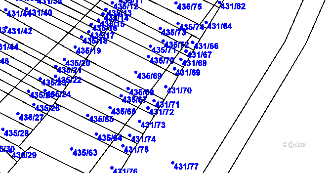 Parcela st. 431/70 v KÚ Mikulčice, Katastrální mapa