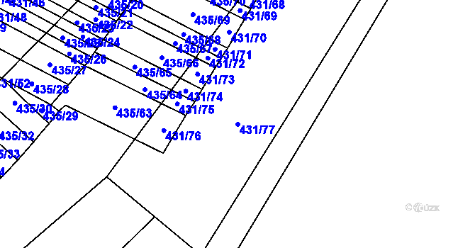Parcela st. 431/77 v KÚ Mikulčice, Katastrální mapa