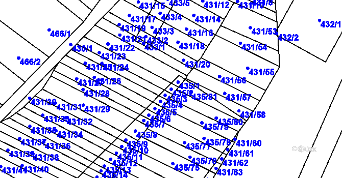 Parcela st. 435/2 v KÚ Mikulčice, Katastrální mapa
