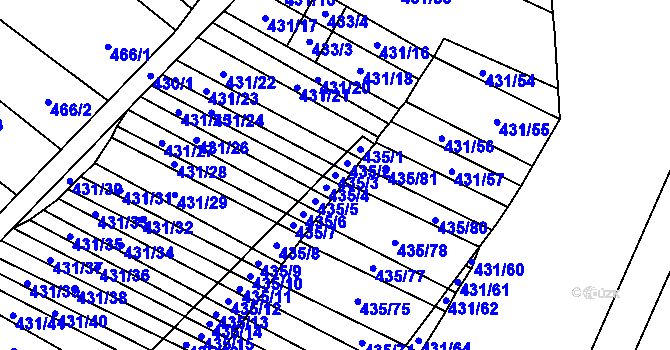 Parcela st. 435/3 v KÚ Mikulčice, Katastrální mapa