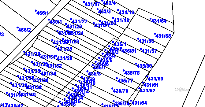 Parcela st. 435/4 v KÚ Mikulčice, Katastrální mapa