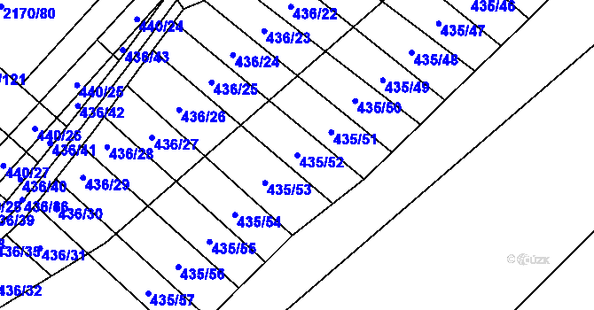 Parcela st. 435/52 v KÚ Mikulčice, Katastrální mapa