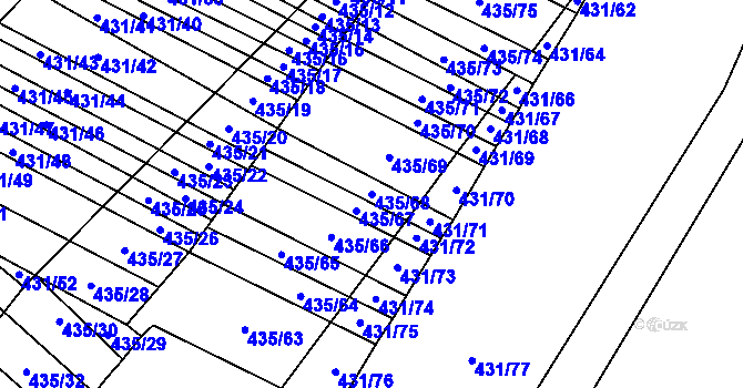 Parcela st. 435/68 v KÚ Mikulčice, Katastrální mapa