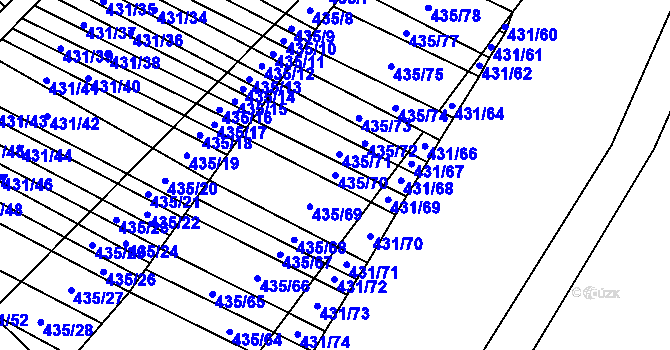 Parcela st. 435/70 v KÚ Mikulčice, Katastrální mapa