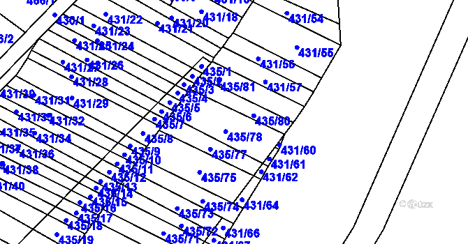 Parcela st. 435/79 v KÚ Mikulčice, Katastrální mapa