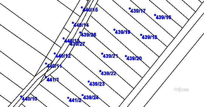 Parcela st. 439/21 v KÚ Mikulčice, Katastrální mapa