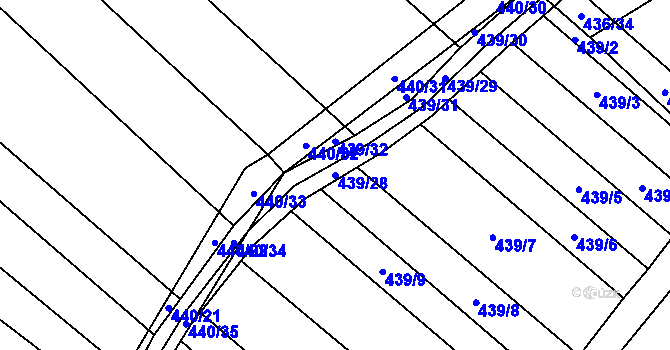 Parcela st. 439/28 v KÚ Mikulčice, Katastrální mapa