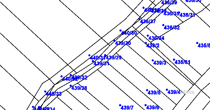 Parcela st. 439/29 v KÚ Mikulčice, Katastrální mapa
