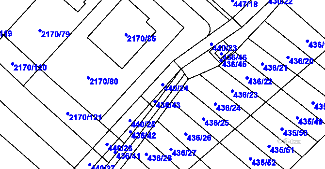 Parcela st. 440/24 v KÚ Mikulčice, Katastrální mapa