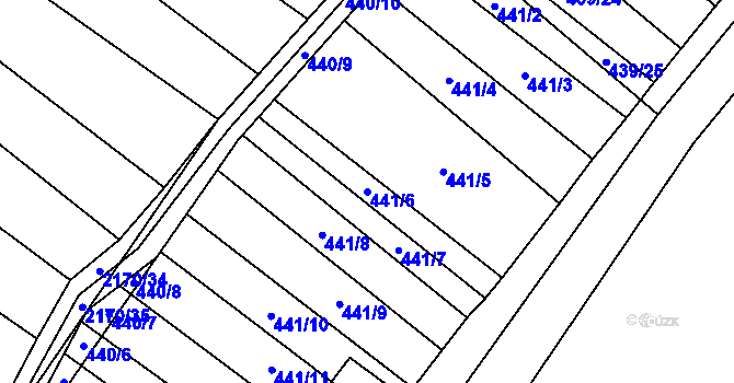 Parcela st. 441/6 v KÚ Mikulčice, Katastrální mapa