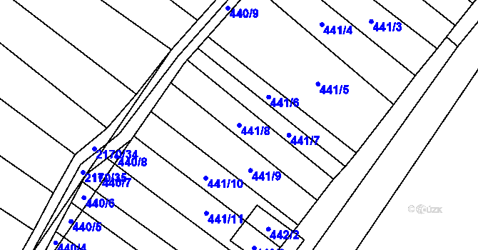 Parcela st. 441/8 v KÚ Mikulčice, Katastrální mapa