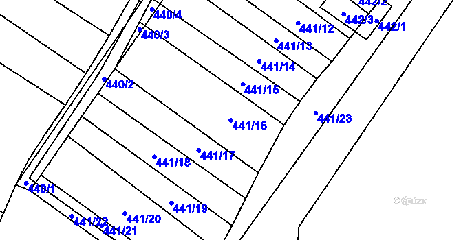 Parcela st. 441/16 v KÚ Mikulčice, Katastrální mapa