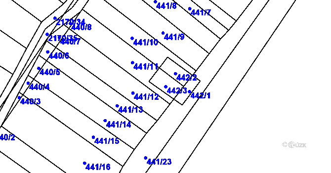 Parcela st. 442/3 v KÚ Mikulčice, Katastrální mapa