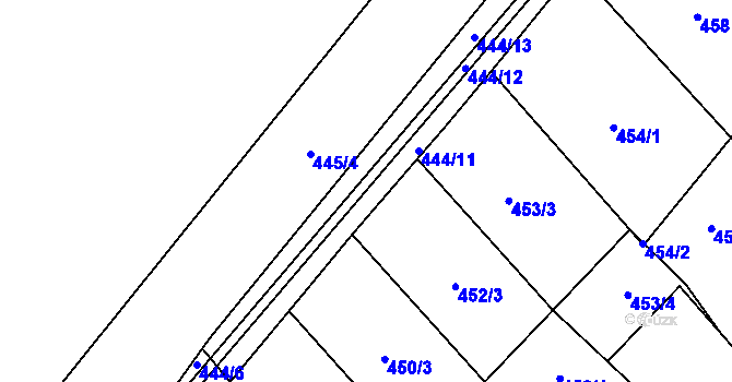 Parcela st. 444/10 v KÚ Mikulčice, Katastrální mapa