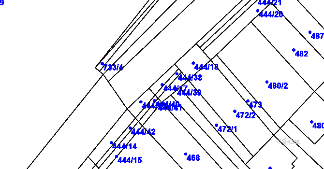 Parcela st. 444/17 v KÚ Mikulčice, Katastrální mapa