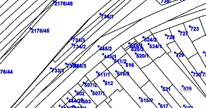 Parcela st. 445/1 v KÚ Mikulčice, Katastrální mapa