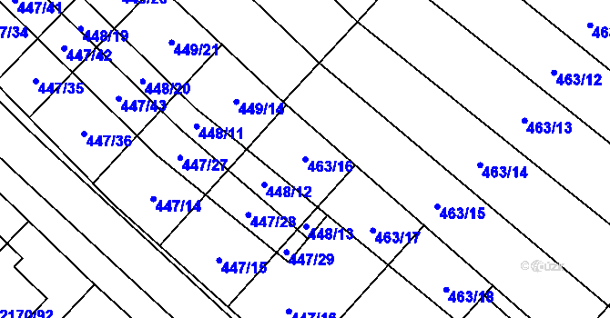 Parcela st. 463/16 v KÚ Mikulčice, Katastrální mapa
