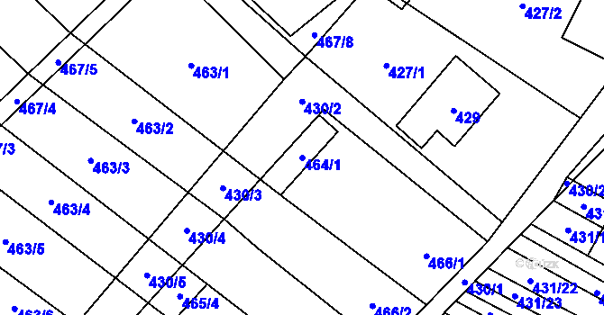 Parcela st. 464/1 v KÚ Mikulčice, Katastrální mapa