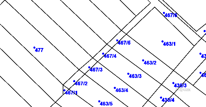 Parcela st. 467/4 v KÚ Mikulčice, Katastrální mapa