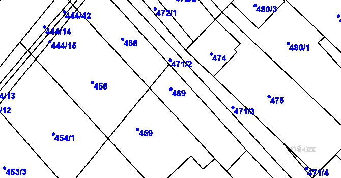 Parcela st. 469 v KÚ Mikulčice, Katastrální mapa