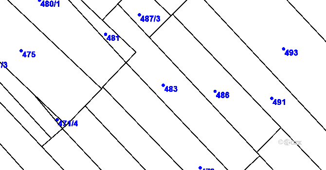 Parcela st. 483 v KÚ Mikulčice, Katastrální mapa