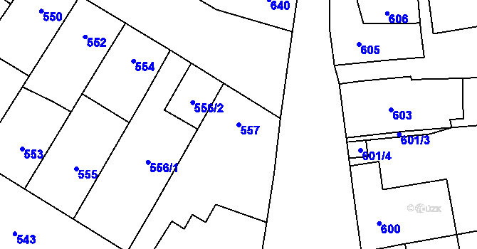 Parcela st. 557 v KÚ Mikulčice, Katastrální mapa