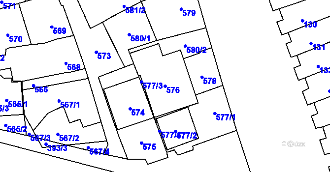 Parcela st. 576 v KÚ Mikulčice, Katastrální mapa