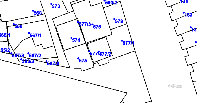 Parcela st. 577/2 v KÚ Mikulčice, Katastrální mapa